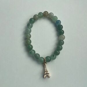 Jade colored Eiffel Tower charm bracelet from Paris